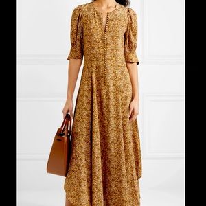 DOEN Laurel asymmetric floral-print silk crepe de chine maxi dress size medium